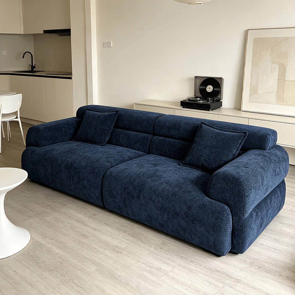 2.7M Navy Blue Chenille Sofa