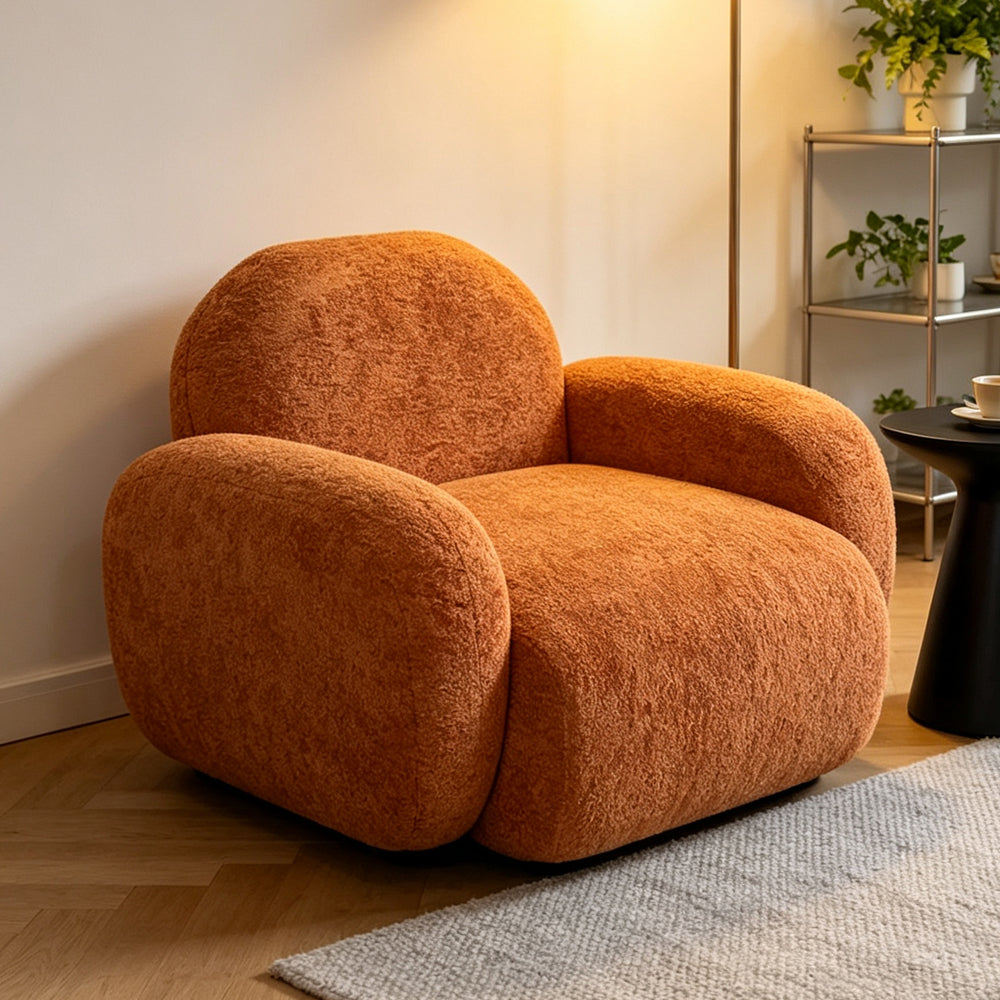 Orange Velvet Fabric Armchair
