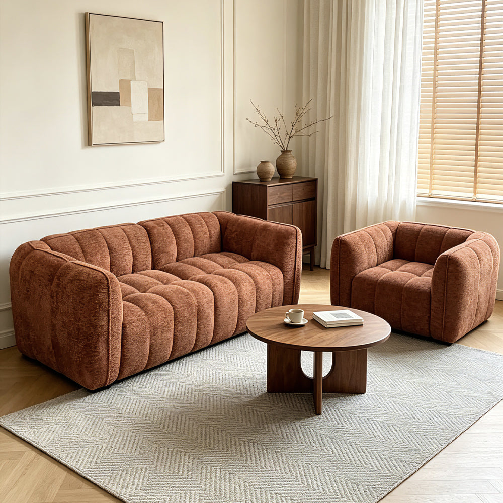 Brown Chenille Modular Sofa