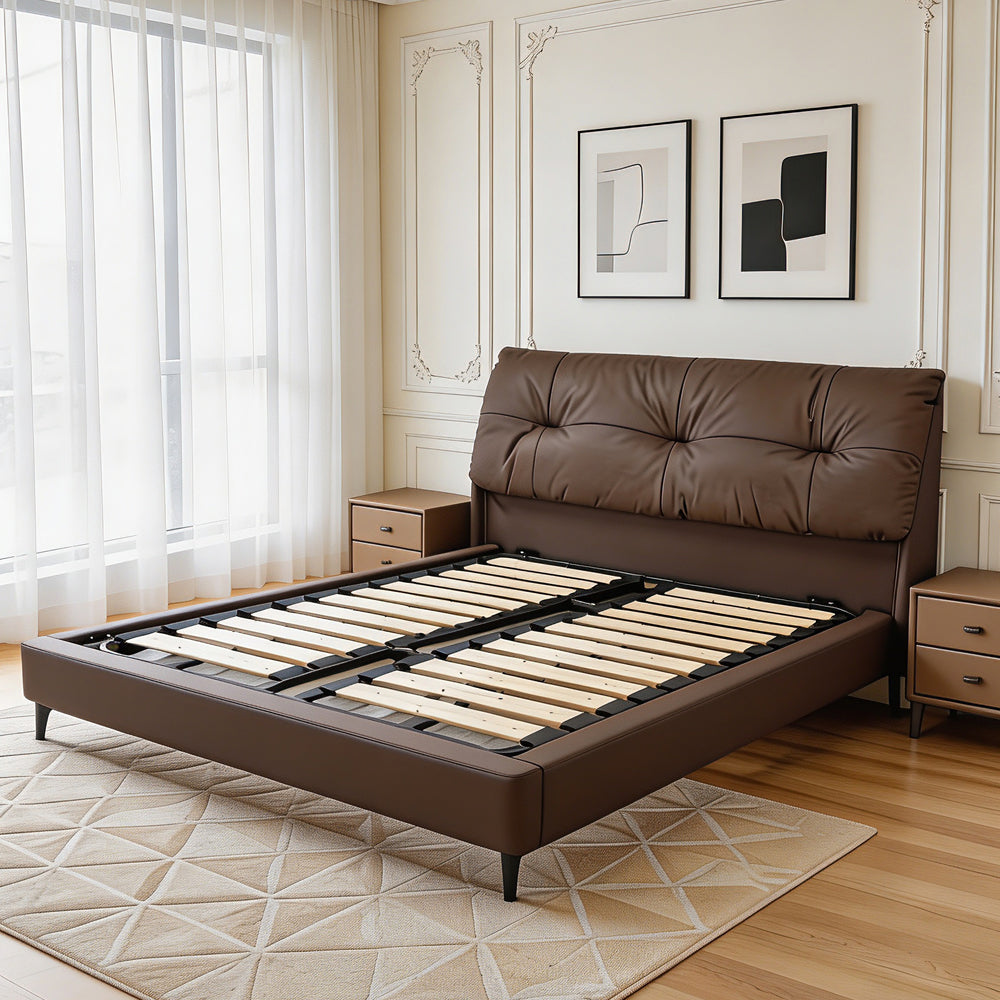 Modern Luxe Tufted Leather Bed Frame