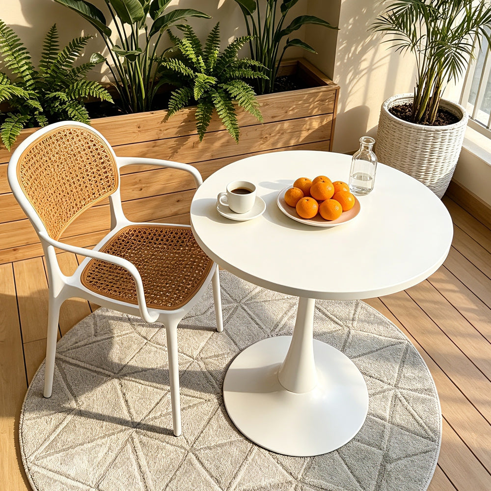 White Round Outdoor Table Set