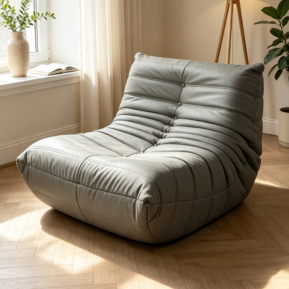 Tufted Leather Lazy Lounge Armchair