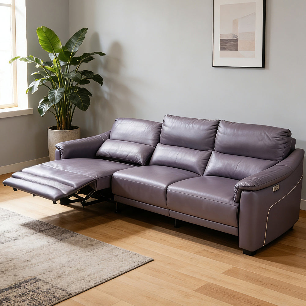Modern Purple Leather Reclining Sofa
