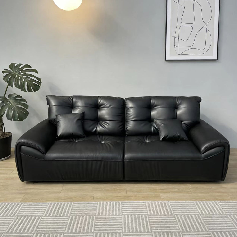 Lounge 2.6M Black PU Leather Sofa