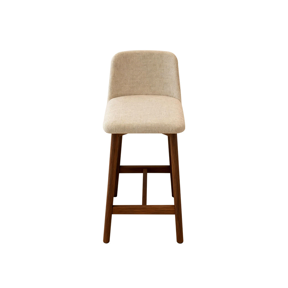 Linen Fabric Solid Wood Leg Bar Stool