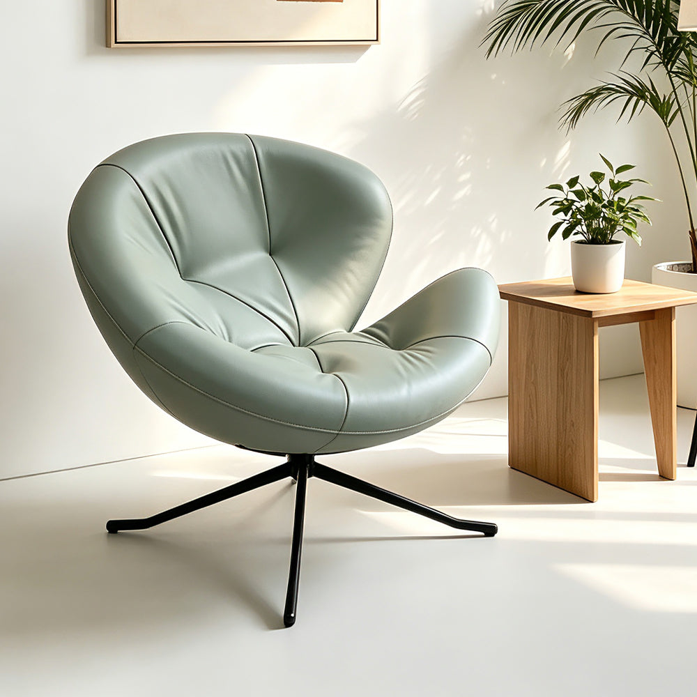 Mint Green Leather Swivel Armchair