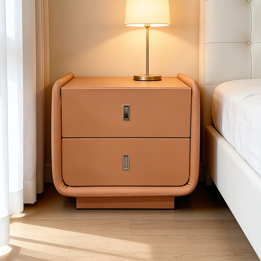 Orange Double Drawer Bedside Table
