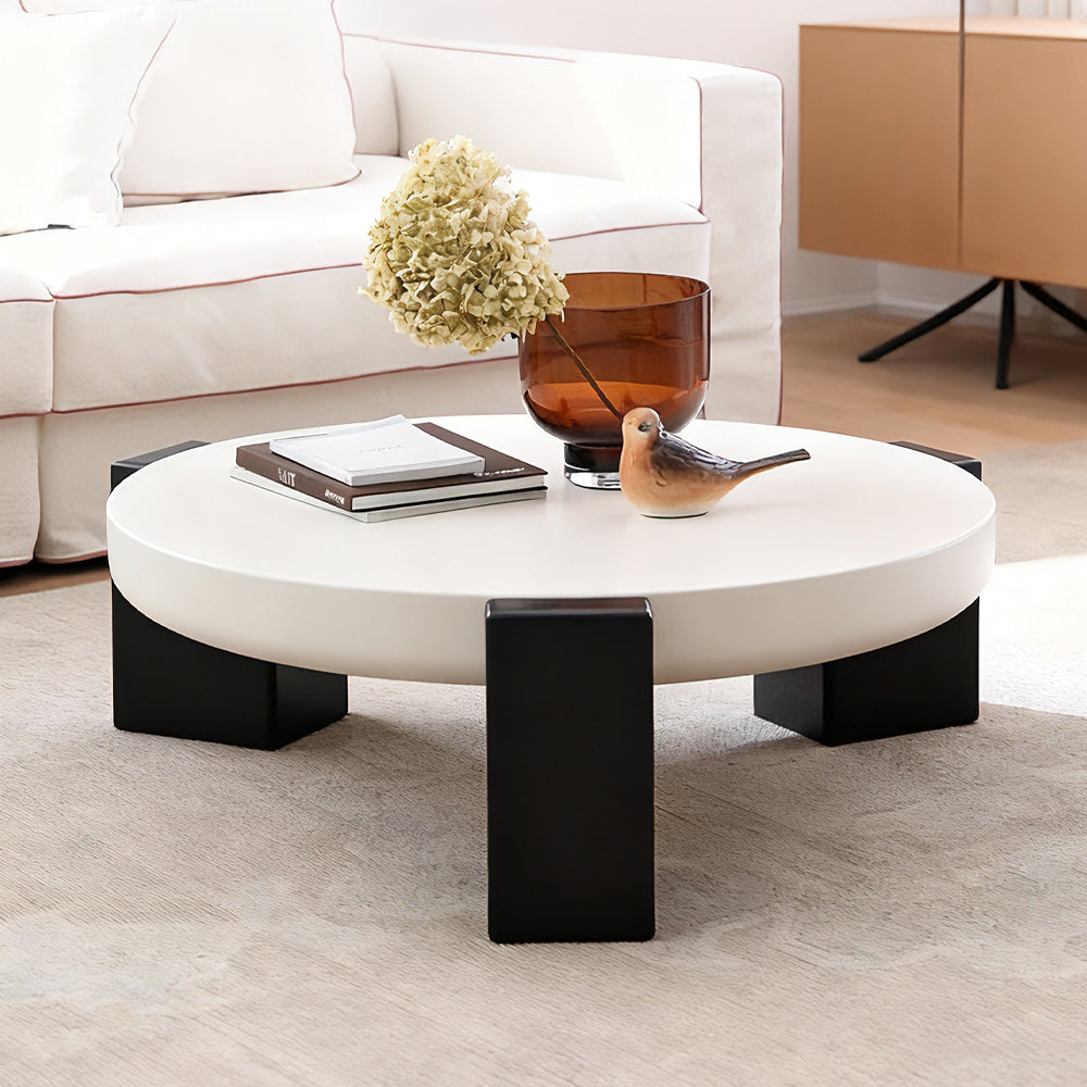 Modern Round Coffee Table with Black Legs