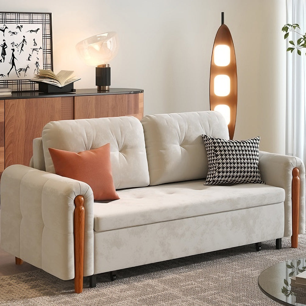 Beige Fabric Sofa Bed