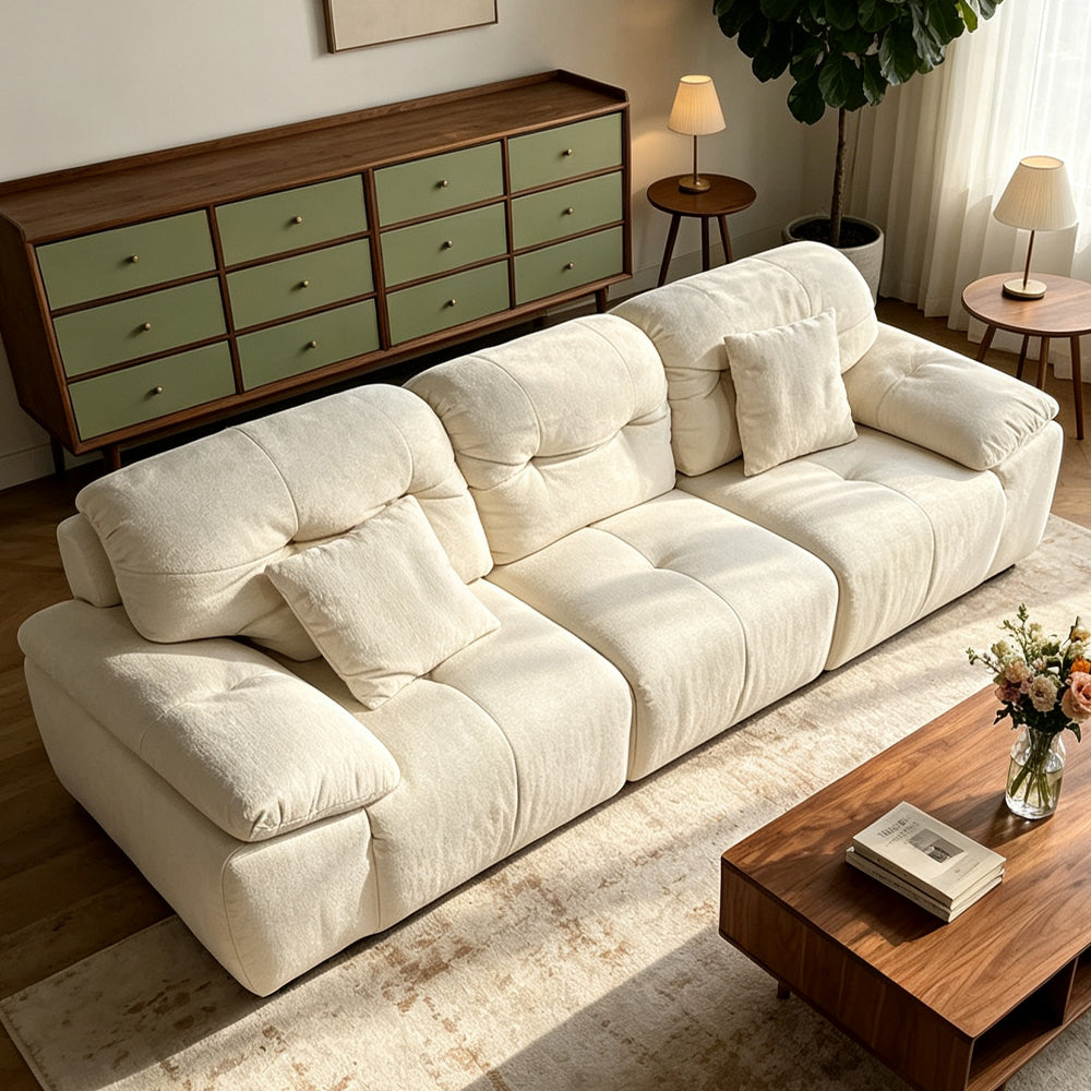 Cream White Boucle Cloud Sofa