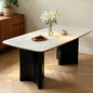 Modern Natural Marble Dining Table with Curved Tabletop