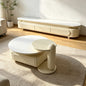 Cream White Nesting Coffee Table Set with Storage Drawer