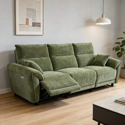 Green Fabric Electric Recliner Sofa