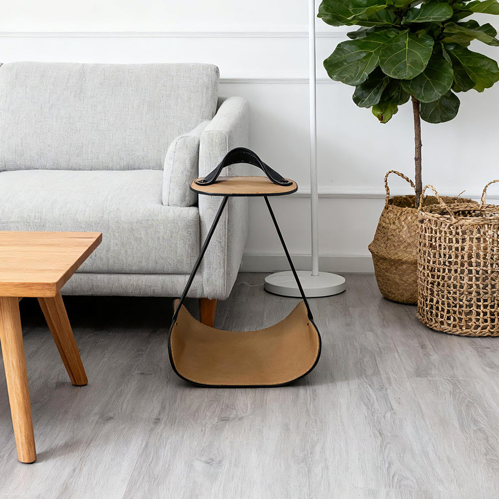 Unique Curved Saddle Leather Cabinet