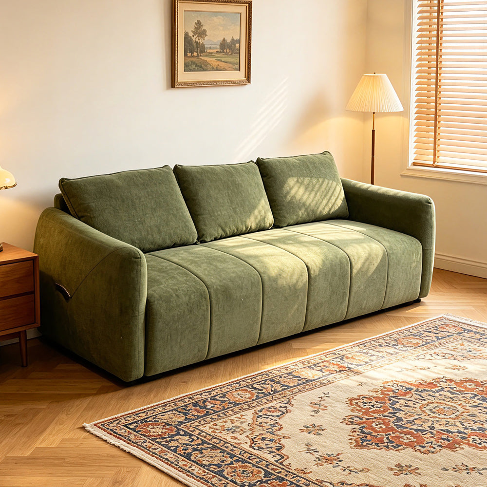 2.1M Green Chenille Straight Sofa