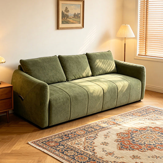 2.1M Green Chenille Straight Sofa