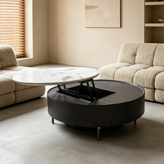 Lift-Top Round Coffee Table with Storage