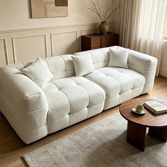 Creamy White Sherpa Fleece Modular Sofa
