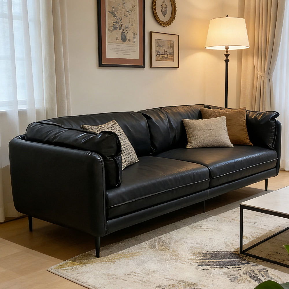 Black Oil Wax Leather Sofa