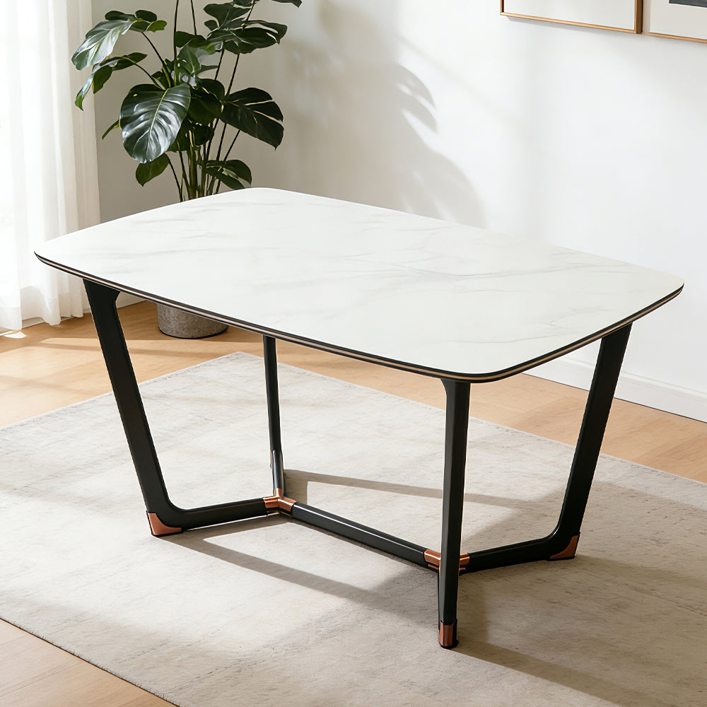 Slate Top Dining Table With Metal Frame