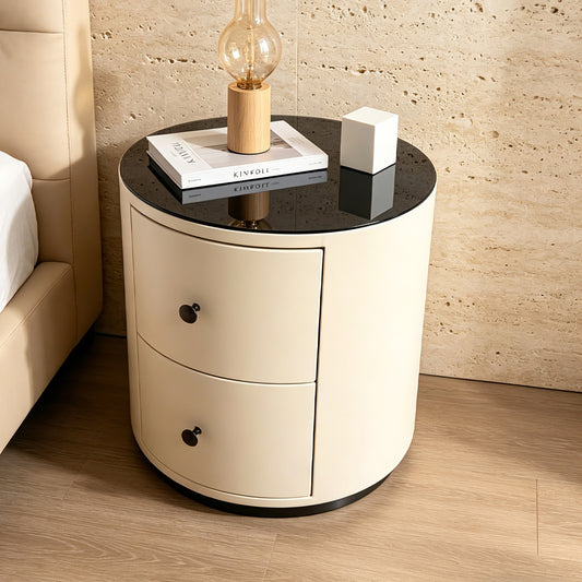 Cylindrical 2 Drawer Bedside Table