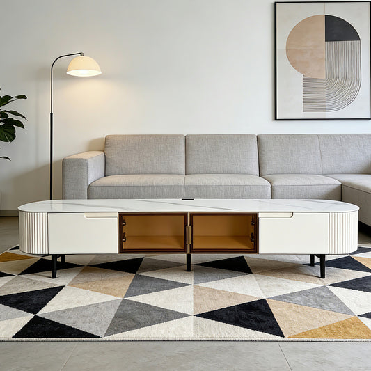Italian Minimalist Large Storage Sintered Stone TV Stand