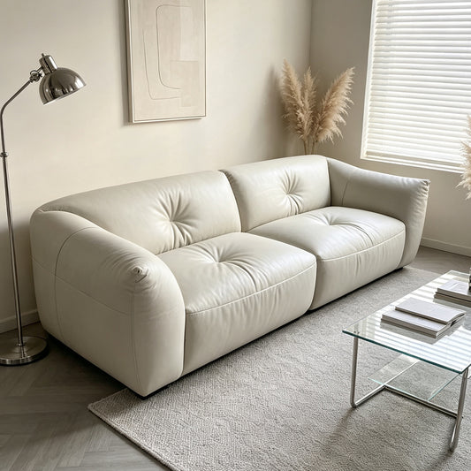 Cream Leather Sofa 2.8M