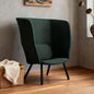Elegant Dark Green High Back Armchair with Black Legs