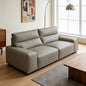 Modern Grey Leather Two Seater With Wide Armrests Sofa