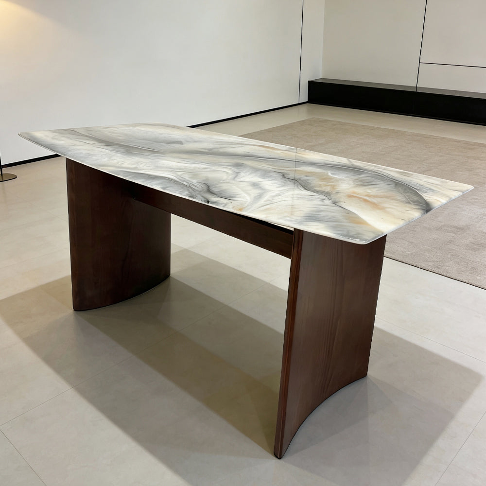 Marble Dining Table With Wooden Legs