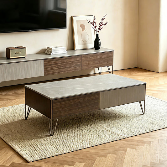 Modern Rectangular Coffee Table with Drawers