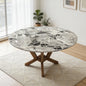 Marble Top Dining Table with Solid Wood Legs