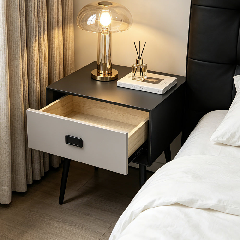 Modern Minimalist Black & White Bedside Table