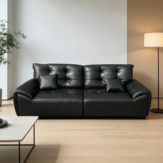 Lounge 2.6M Black PU Leather Sofa