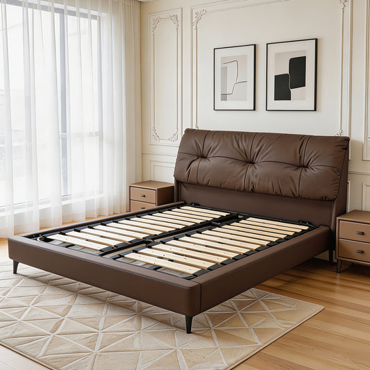 Modern Luxe Tufted Leather Bed Frame