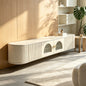 Cream TV Stand with Arched Glass Doors