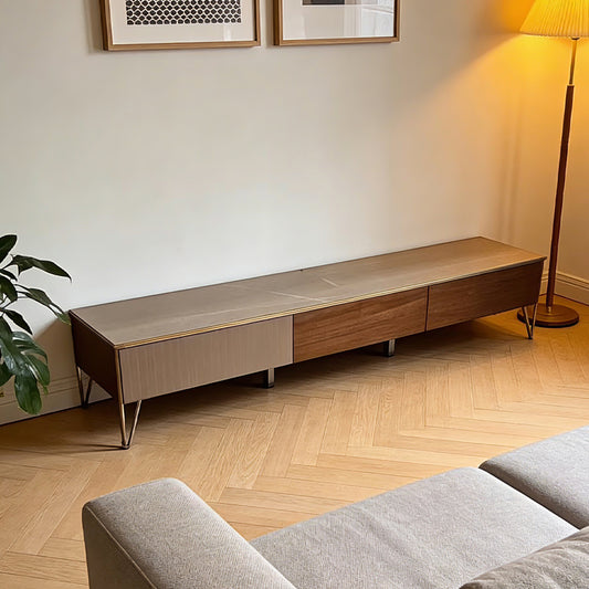 Modern Slate Top TV Stand with Metal Legs