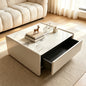 Cream Slate Top Coffee Table with Storage Drawer