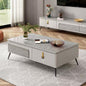 Modern Minimalist Slate Top Coffee Table With Gold Drawer Pulls