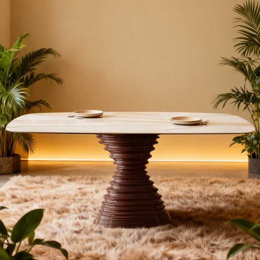 Modern Simplicity Luxury Stone Rectangle Dining Table with Fiberglass Base