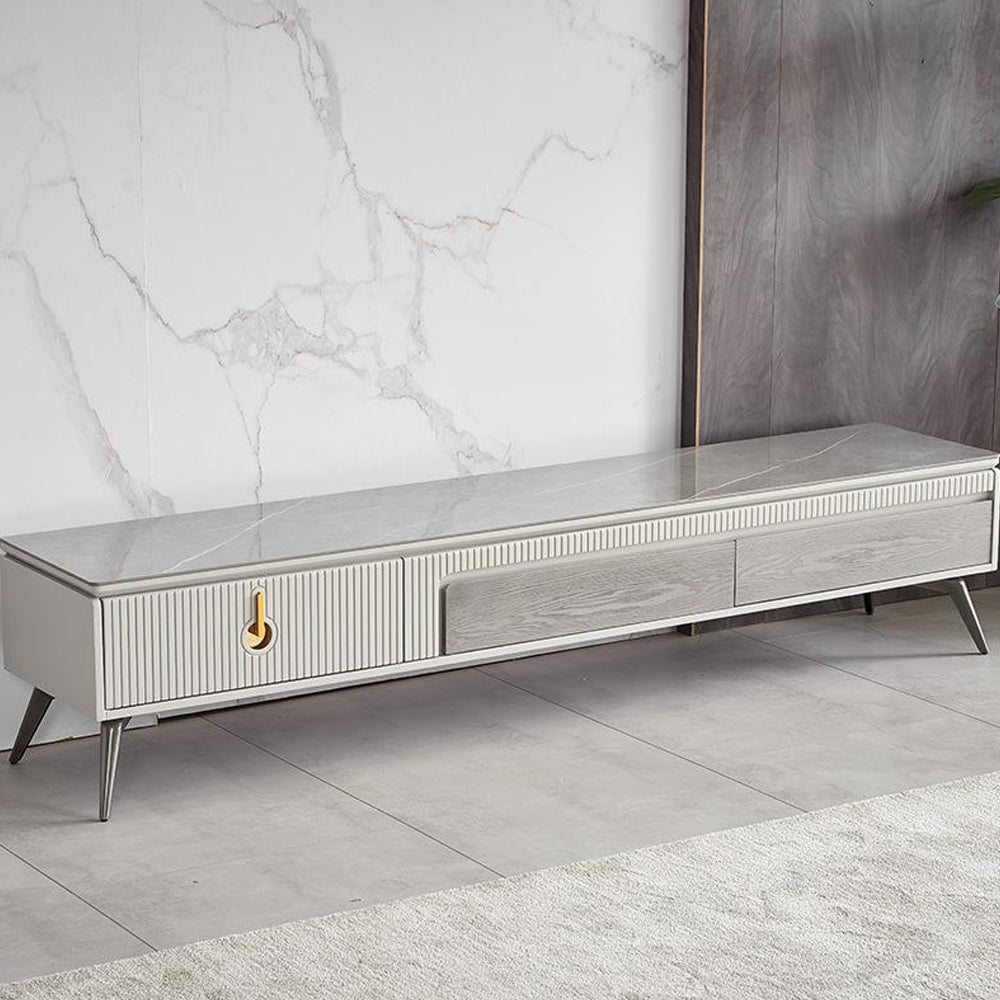 Elegant Modern TV Stand With Slate Top And Gold Handle
