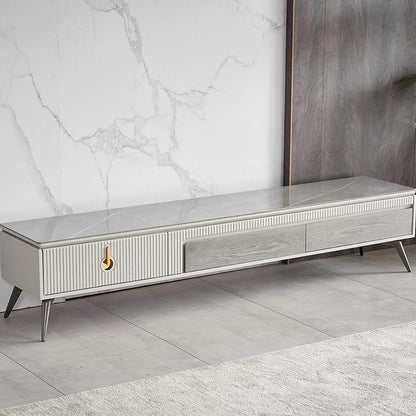 Elegant Modern TV Stand With Slate Top And Gold Handle