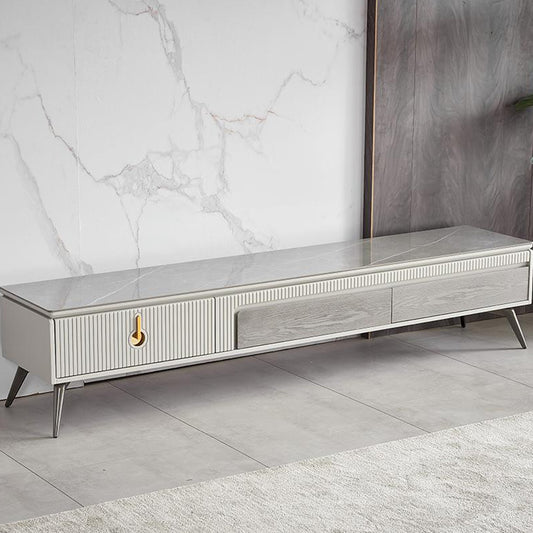Elegant Modern TV Stand With Slate Top And Gold Handle