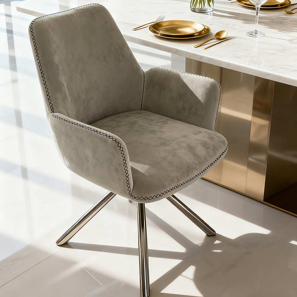 Velvet Fabric Elegance Swivel Dining Chair