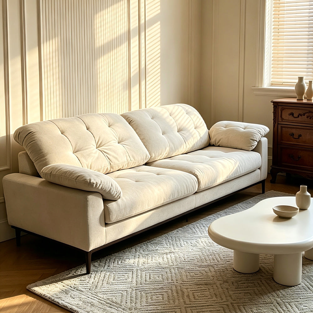 Modern Minimalist Beige Linen Sofa