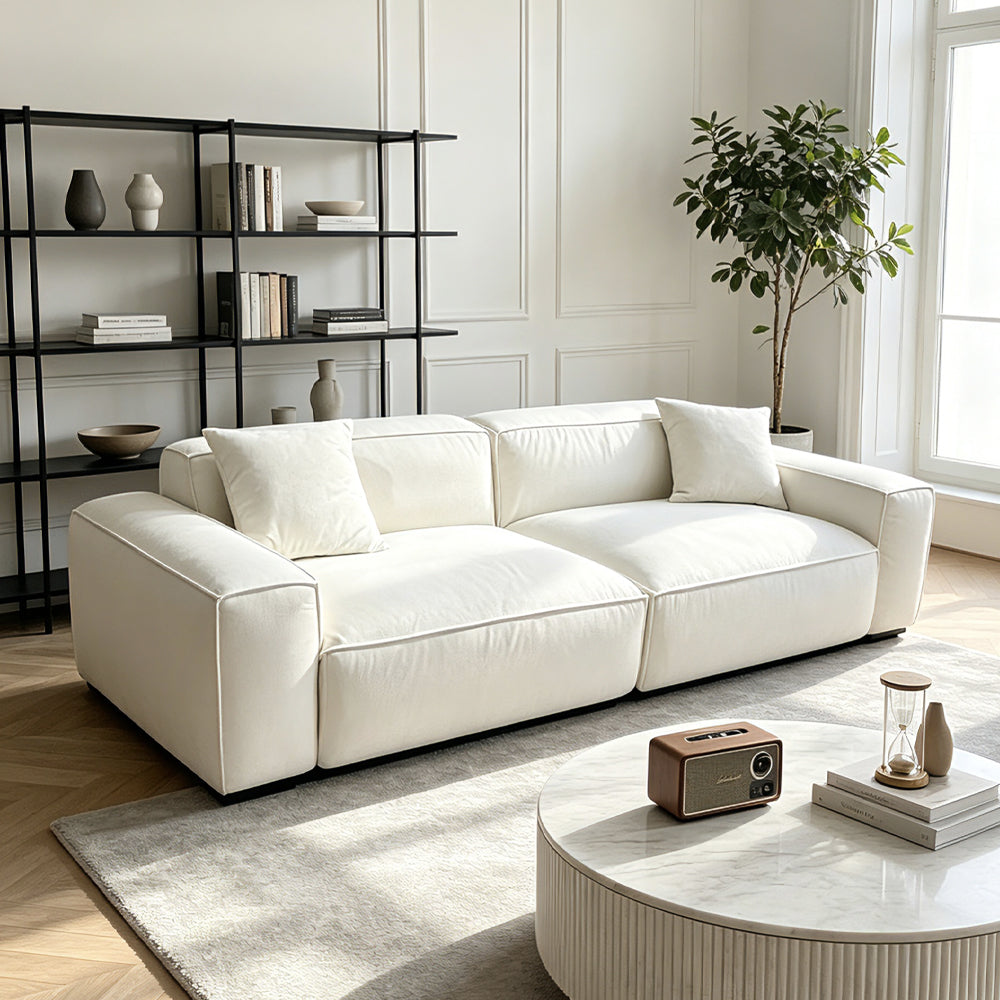 Minimalist White Fabric Modular Sofa