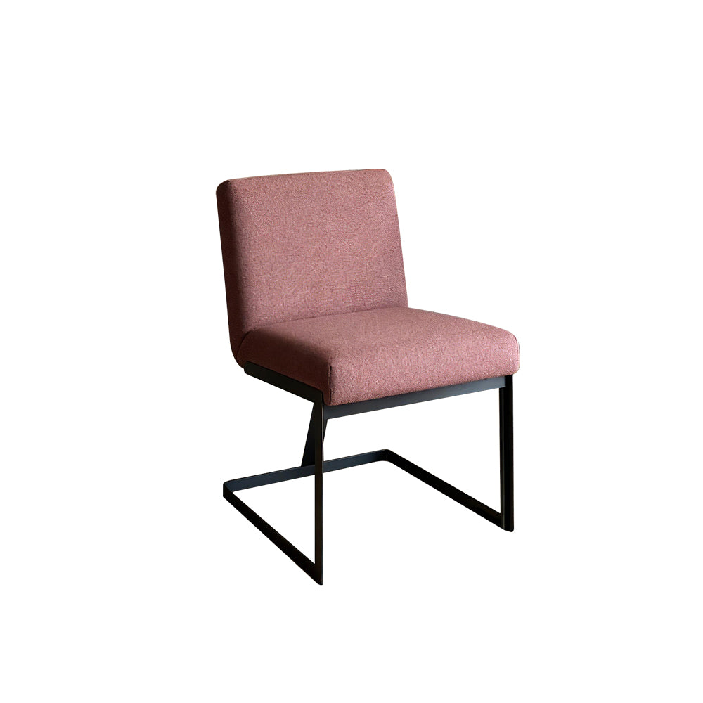 Modern Pink Upholstered Dining Chair With Black Steel Frame