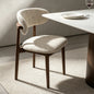 Curved Upholstered Fabric Dining Chair with Solid Wood Frame