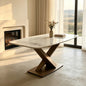 Stylish Slate Dining Table with Distinctive X Support/White/Black