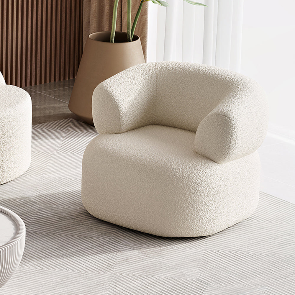 Creamy Teddy Velvet Armchair